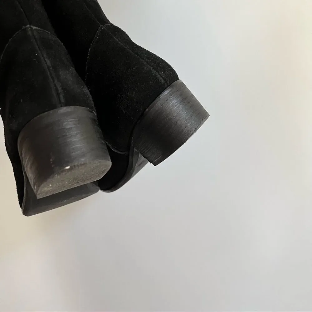 Steve Madden Tyga Suede Leather Black Over the Knee Boots 1.75” Block Heel Sz. 8